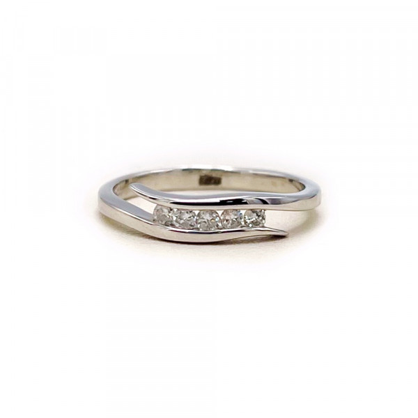 Каблучка з золота білого кольору з жовтими діамантами