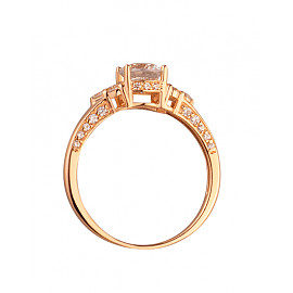 Кольцо из золота в красном цвете с цирконом