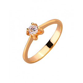 Золота каблучка у червоному кольорі з цирконом 01-200104697