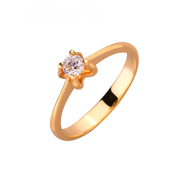 Золота каблучка у червоному кольорі з цирконом