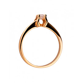 Золота каблучка у червоному кольорі з цирконом