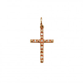 Крестик из красного золота с цирконом 01-200146497