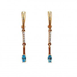 Золотые серьги в красном цвете с цирконом 01-200170497