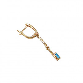 Золотые серьги в красном цвете с цирконом