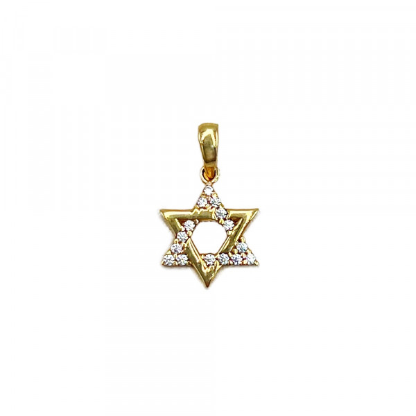 Кулон з жовтого золота з цирконом «Зірка Давида»