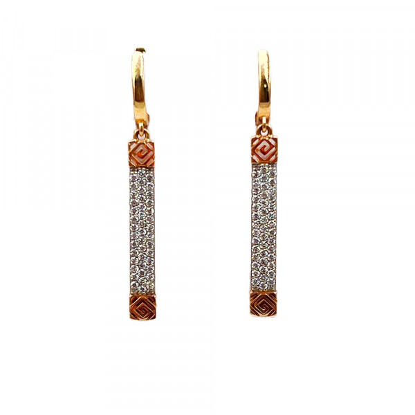 Сережки з червоного з білим золота з цирконом
