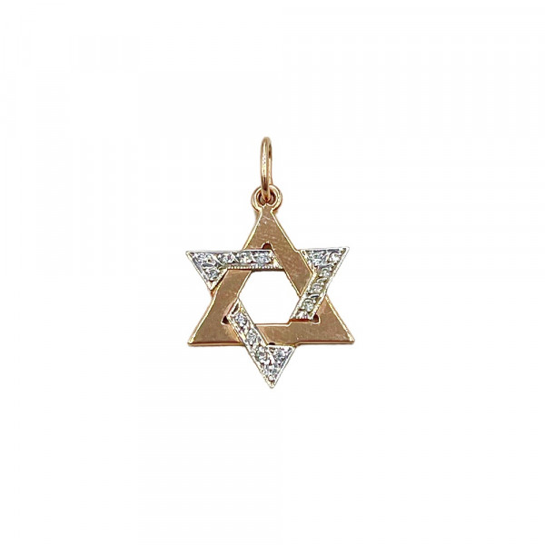 Золотой кулон с цирконом «Звезда Давида»