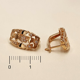 Серьги из золота красного цвета с цирконом