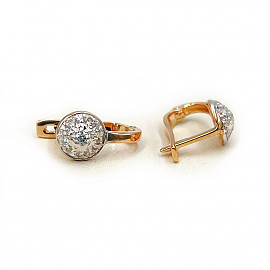 Серьги из золота в красном с белым цвете с цирконом 01-200624997