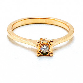 Золота каблучка червоного кольору з білим діамантом 01-200779897