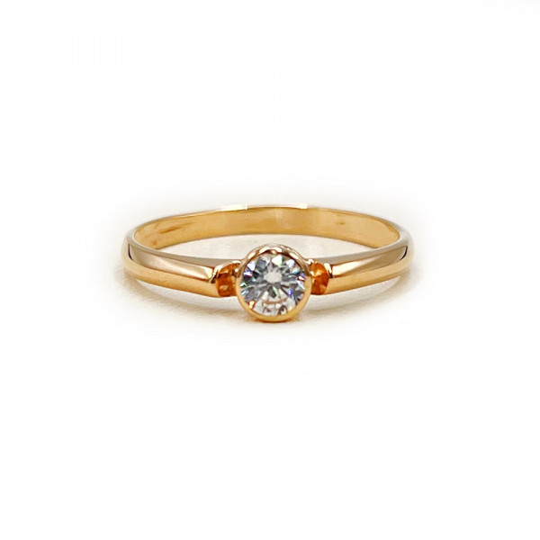 Каблучка з золота червоного кольору з цирконом