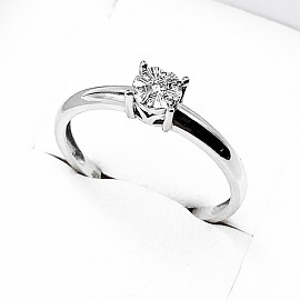 Кольцо из белого золота с белыми бриллиантами