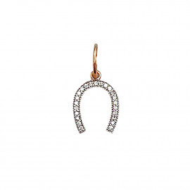 Кулон з золота червоного з білим кольору з цирконом «Підкова» 01-200819997