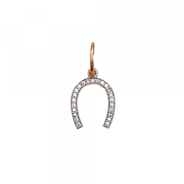Кулон з золота червоного з білим кольору з цирконом «Підкова»