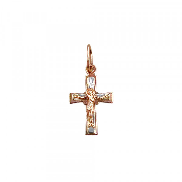 Крестик из красного с белым золота