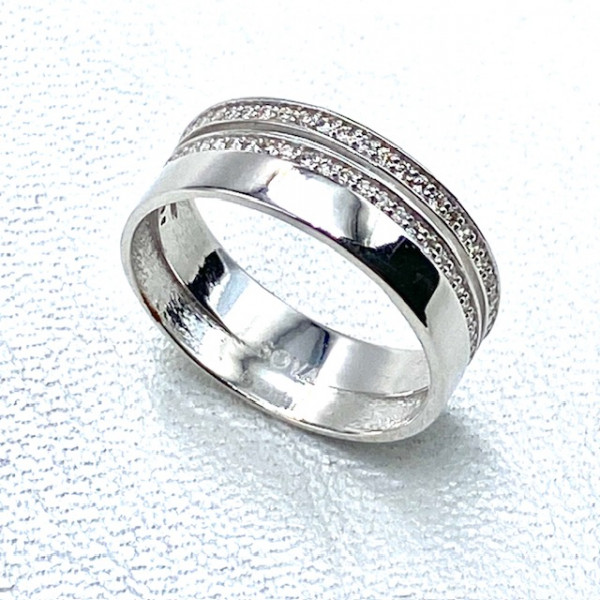 Обручка з золота з жовтими діамантами