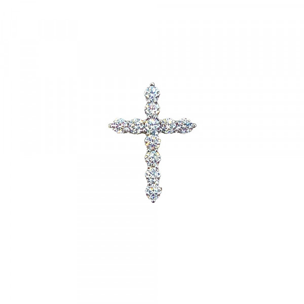 Хрестик з білого золота з цирконом