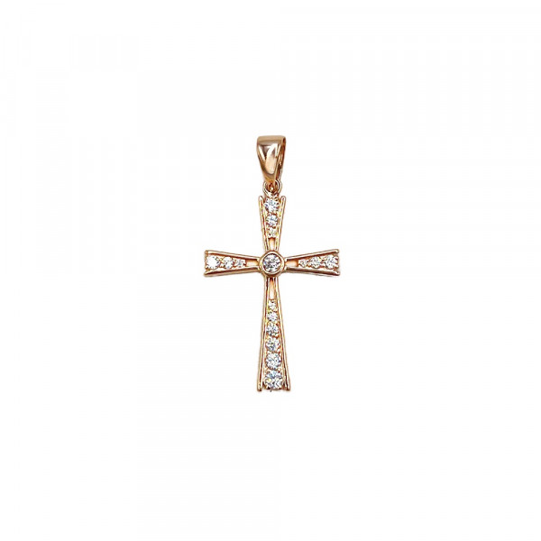 Хрестик з золота червоного кольору з цирконом