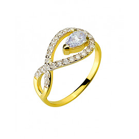 Золота каблучка жовтого з білим кольору з цирконом 01-19166098