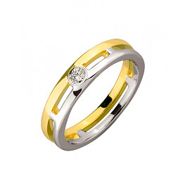 Кольцо из желтого с белым золота с белым бриллиантом 01-19334898