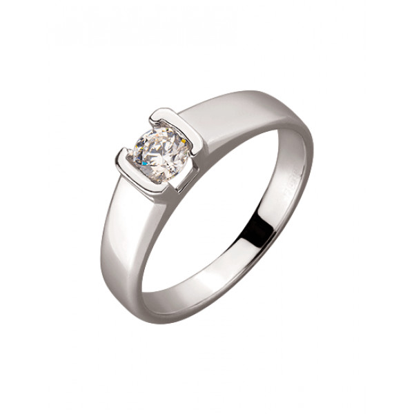 Золотое кольцо в белом цвете с цирконом