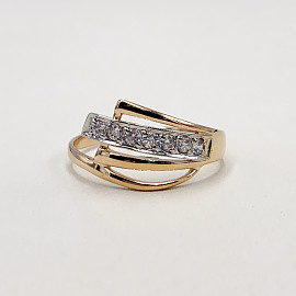 Золотое кольцо красного с белым цвета с цирконом 01-200026998
