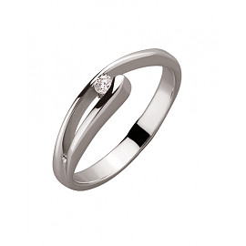Кольцо из золота белого цвета с белым бриллиантом 01-200087398