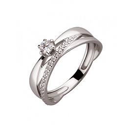 Золотое кольцо в белом цвете с цирконом 01-200087498