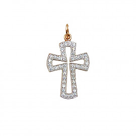 Хрестик з золота з цирконом 01-200114198