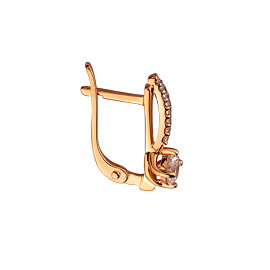 Золоті сережки червоного з білим кольору з цирконом