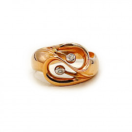 Кольцо из красного с белым золота с цирконом 01-200267198