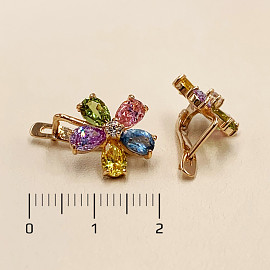 Серьги из красного золота с цирконом «Цветок»