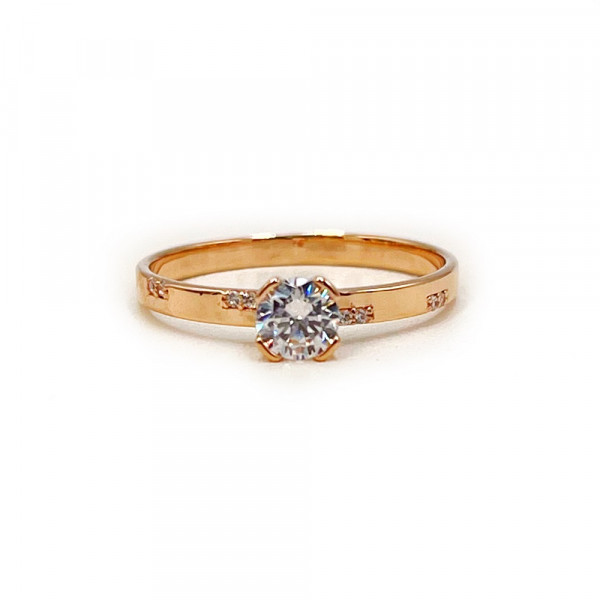 Кольцо из золота красного цвета с цирконом