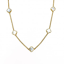 Золотое колье в желтом цвете с перламутром 01-200781898