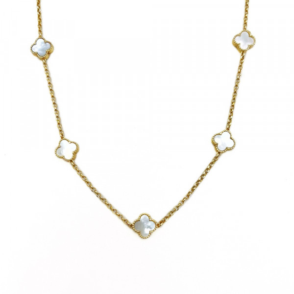 Золоте кольє у жовтому кольорі з перламутром