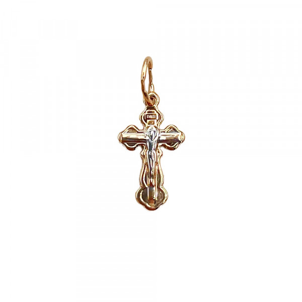 Крестик из золота в красном с белым цвете