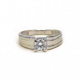 Золотое кольцо белого цвета с цирконом 01-200806098