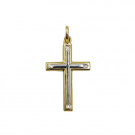 Золотой крестик с желтыми бриллиантами 01-200827698
