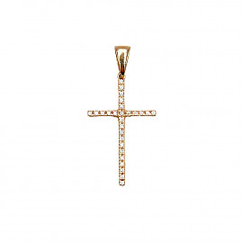 Золотий хрестик червоного кольору з цирконом 01-200838998
