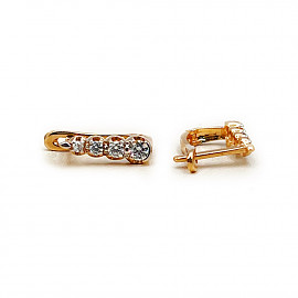 Золоті сережки червоного кольору з цирконом 01-200865598