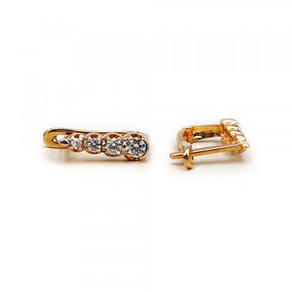 Золоті сережки червоного кольору з цирконом