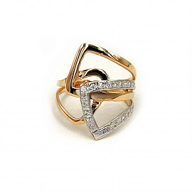 Каблучка з золота червоного з білим кольору з цирконом 01-200878398