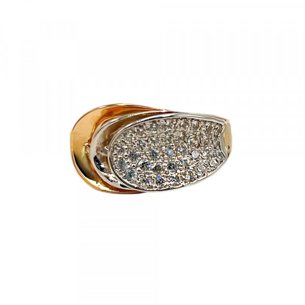 Золота каблучка червоного з білим кольору з цирконом