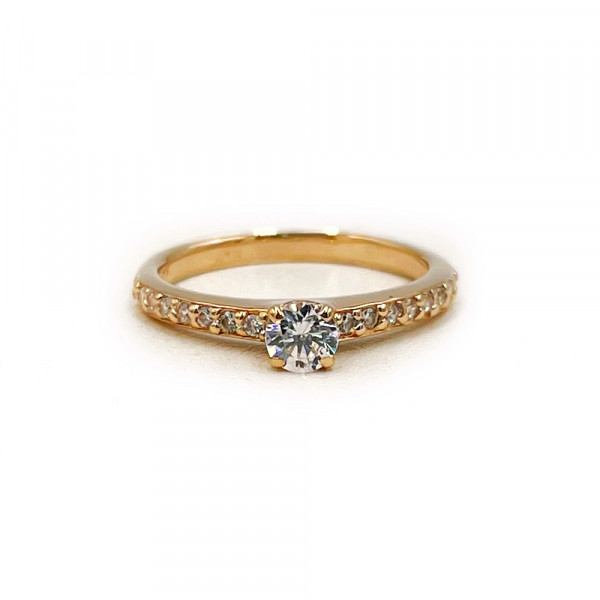 Каблучка з червоного золота з цирконом