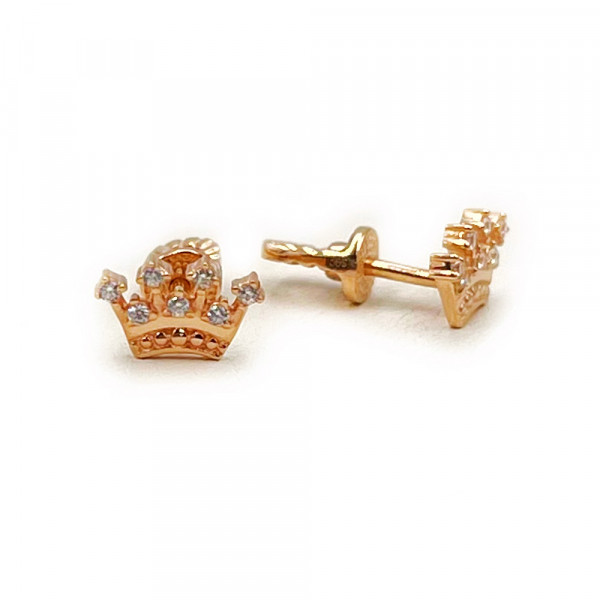 Серьги из золота красного цвета с цирконом