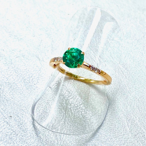 Каблучка з золота у червоному кольорі з жовтими діамантами та цирконом