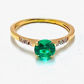 Каблучка з золота у червоному кольорі з жовтими діамантами та цирконом