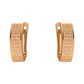 Золотые серьги красного цвета с цирконом 01-200111999