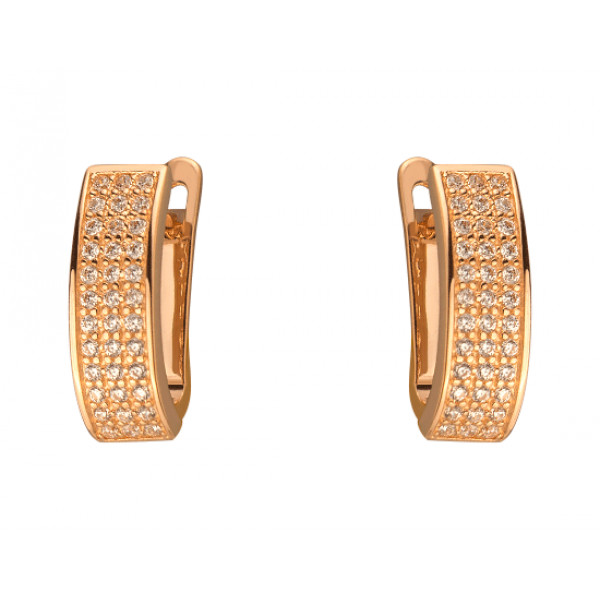 Золотые серьги красного цвета с цирконом