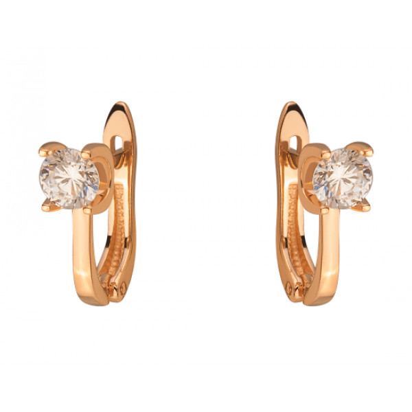 Сережки з золота у червоному кольорі з цирконом